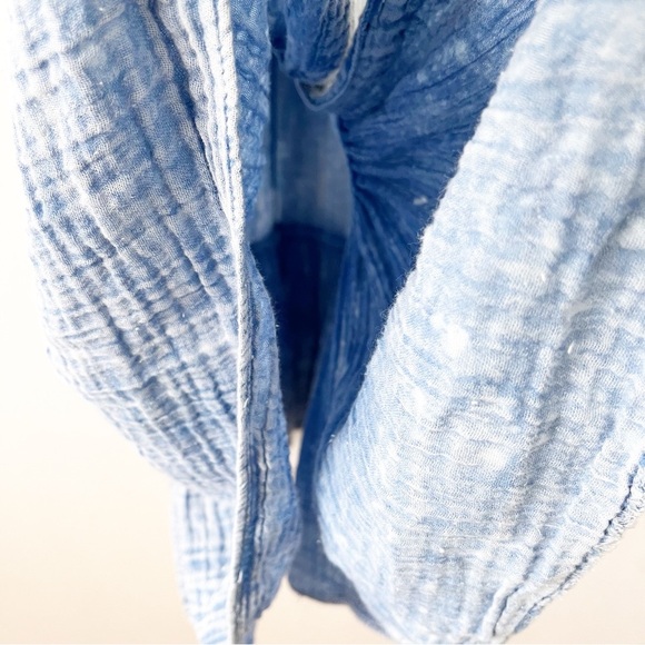 Free People Maya V-Neck Oversized Button Down Midi Shirt Dress in Blue - Picture 6 of 9